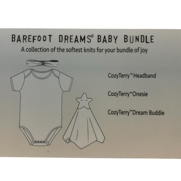 Barefoot Dreams Beach Cozy Terry Onesie Baby Bundle Color is Sea Salt NWT - Picture 4 of 7